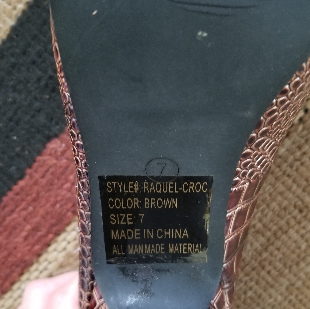 Wet Seal Raquel Croc Brown High Heels Size7 - Picture 5 of 8